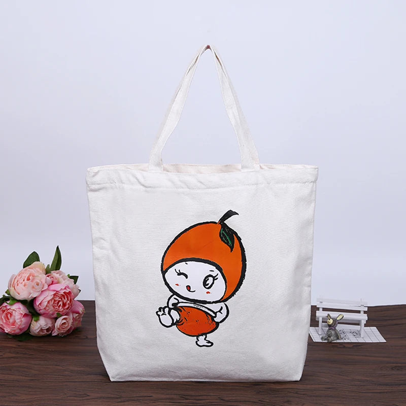 Wholesale Eco-Friendly Cotton Canvas Tote Bag Custom Print Logo Reusable White Blank Shopping Bag Supermarket Friendly