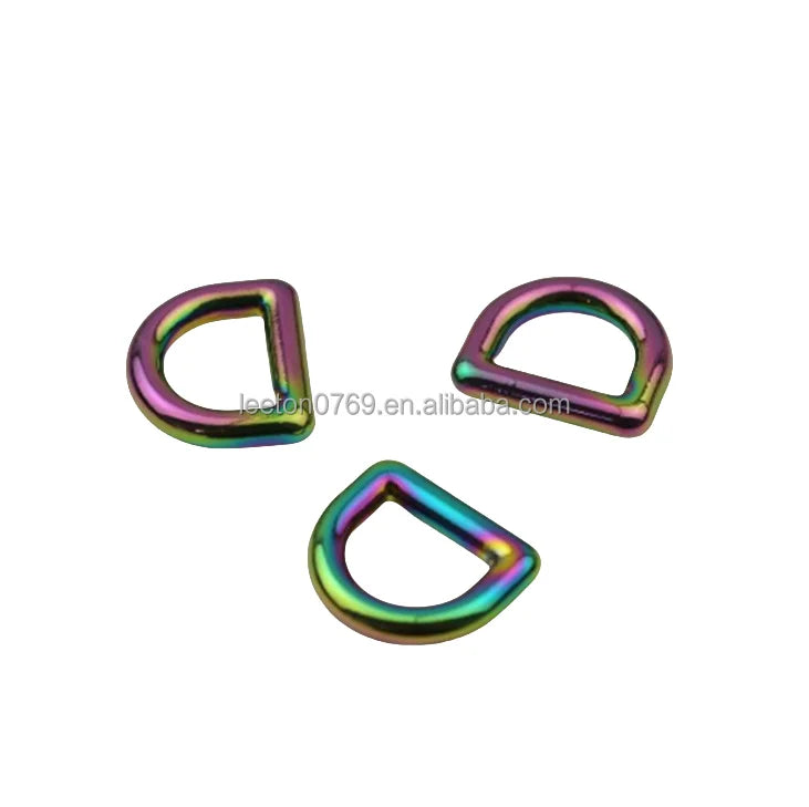 Stock Supply 12.5mm Mini rainbow Colored Metal D Ring Bag Buckle