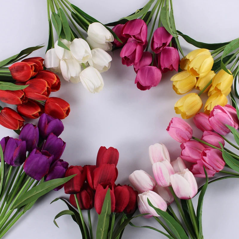 Wholesale Tactile  9 Heads Tulip Flowers Artificial Bouquets for Home Decoration  Props