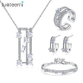 LUOTEEMI Luxury Bling Sparkling Zircon Jewelry Set for Women Bridal Wedding Jewelry Sets