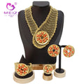 MEIZI Women's Jewelry Set Latest Hot Sale Italian Golden Plated 18k Gold Bracelet Pearl Flower Pattern Bridal Wedding Gift