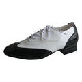 White and Black Shiny Leather Men Dance Shoes Soft Sole