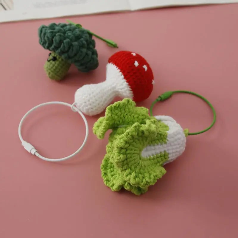 Vegetable Keychain Promotional Business Gifts Macrame Keychain Broccoli Chinese Cabbage Mushroom Key Rings Key Chains Plush Toys