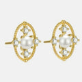 Minimalist 925 Sterling Silver Large Oval Pearl Cz Korean Designer Fashion Fine Jewelry Gold Plated Stud Earrings Women