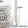 Factory Price Simple Cuban Link Personality Wide 6.6mm Thick Silver Chain Mens Necklace