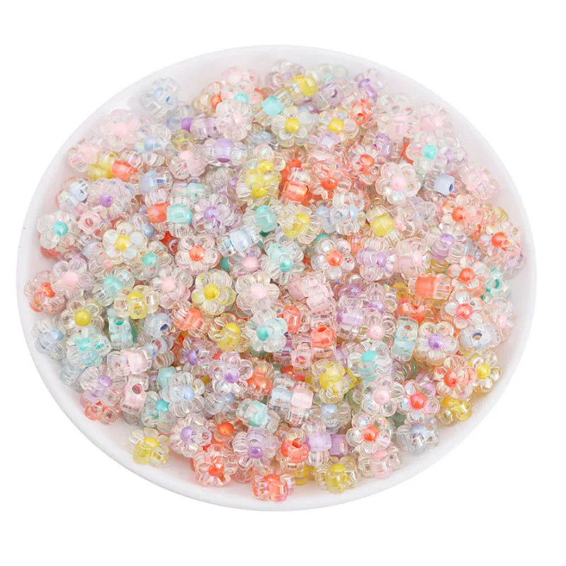 Acrylic Transparent plum Blossom Flower Beads Hand-woven Bracelet Hair Rope Beaded Material Jewelry Accessories Beads