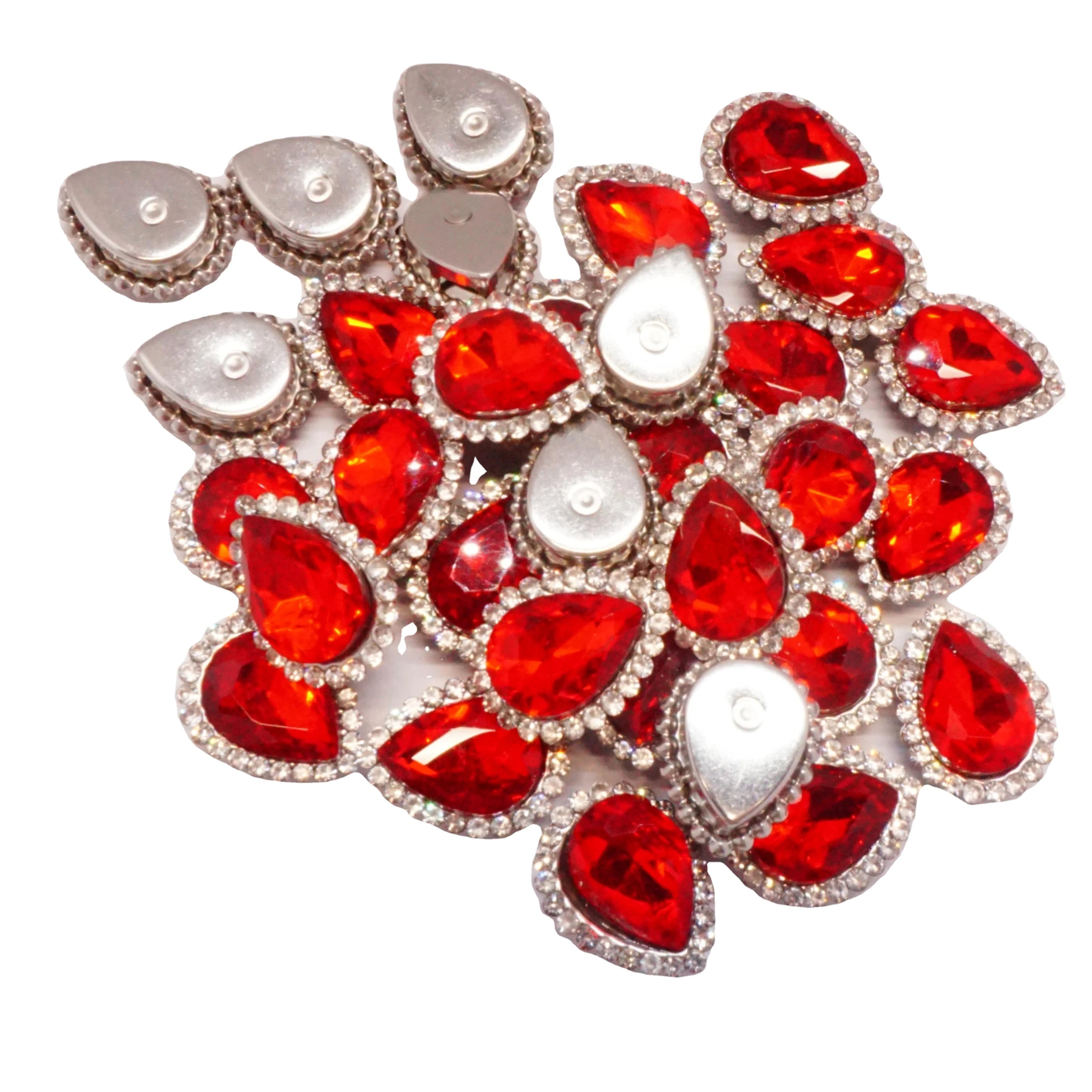 Double-Layered Sunflower-Shaped Glue-On Glass Rhinestone Loose Customized Color Water Droplet Colored Diamond Headwear Wedding