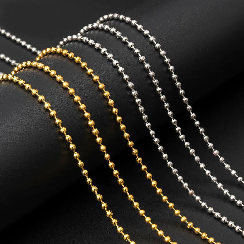 Tarnish Free Rope Link Cuban Chain Necklace Men Women Stainless Steel Jewelry 18k Pvd Gold Plated Bead Chain Necklace