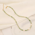 New Fashion Boho Pearl Charm Simple Necklace for Women Stainless Steel Gold Beads Natural Quartz Gemstone Chic Beaded Gift