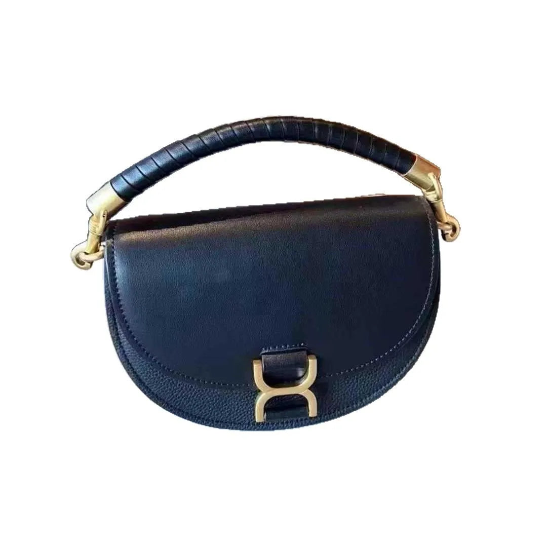 High End Leather Saddle Bag Women Luxury Side Bag For Girls Shoulder Half Moon Bag Ladies All Seasons Messenger Chain Handbag
