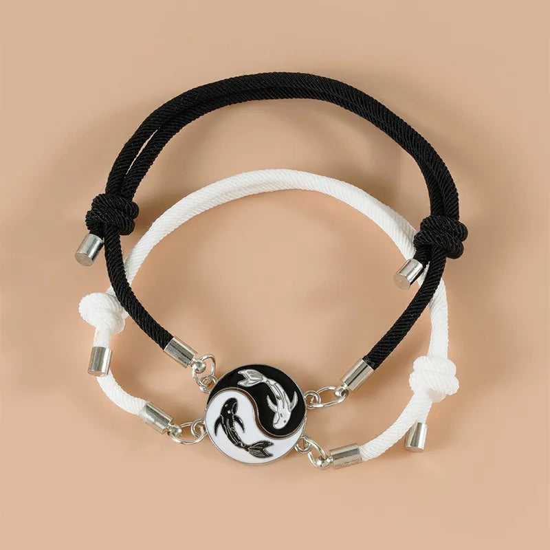 European American Adjustable BFF Bracelets Trend Pride Bracelet Yin Yang Fish Couple Bracelets for Lovers