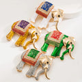 High Quality Antique Gold Plated Exotic Thai Elephant Brooch Lucky Animal Jewelry Pin with Zircon for Wedding Occasions