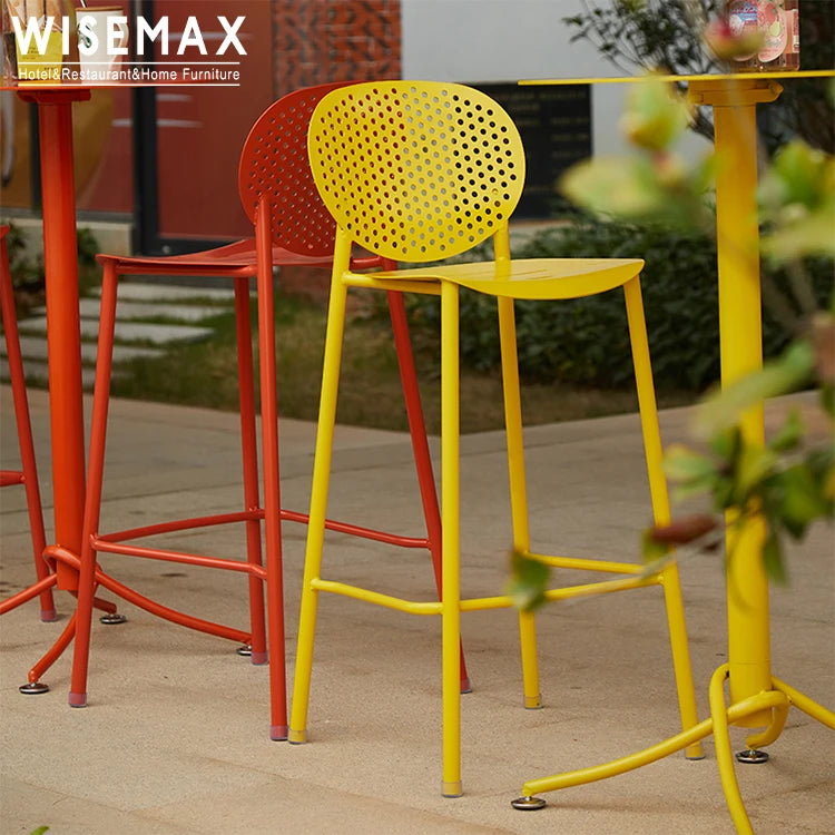 WISEMAX FURNITURE Wholesale Cheap Metal Chair Bistro Restaurant Metal High bar Chair Garden Metal Dining Chair for Restaurant