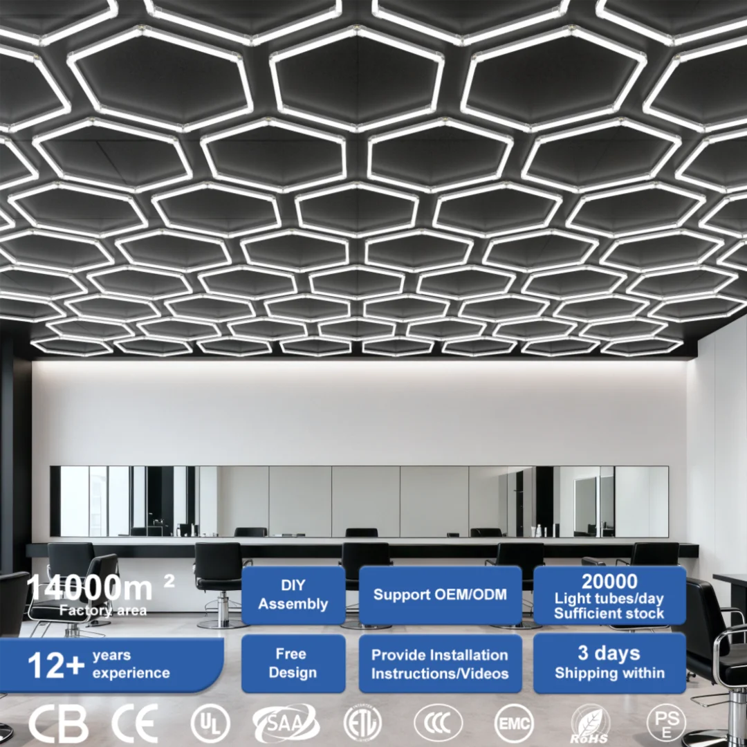Professional Supermarket Garage Car Paint Inspection Detailing Lamp Ceiling Hexagon Light