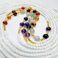 Handmade Boho African Tie on 50 Inches Gemstone Crystal Waist Beads with Stones for Women