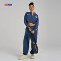 Luxury Women's Clothing Custom Logo Two Piece Cropped Zip up Sweatshirt and Sweatpants Set Wholesale Cropped Jogger Tracksuit