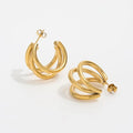 Fenny 18K PVD Plated Wholesale Trendy Party Creative Dainty Three Hollow Circle Stainless Steel Hoop Earring for Women