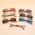 Kenbo Eyewear 2021 Luxury Retro Rimless Spring Hinge Sunglasses White Bamboo Frame Sunglasses for Women and Men