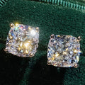 Huitan Wholesale New Square Design Silver Plated Crystal Cubic Zirconia Fashion Jewelry Earrings for Women Wedding Stud Earrings