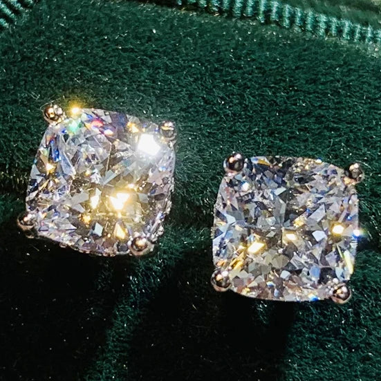 Huitan Wholesale New Square Design Silver Plated Crystal Cubic Zirconia Fashion Jewelry Earrings for Women Wedding Stud Earrings