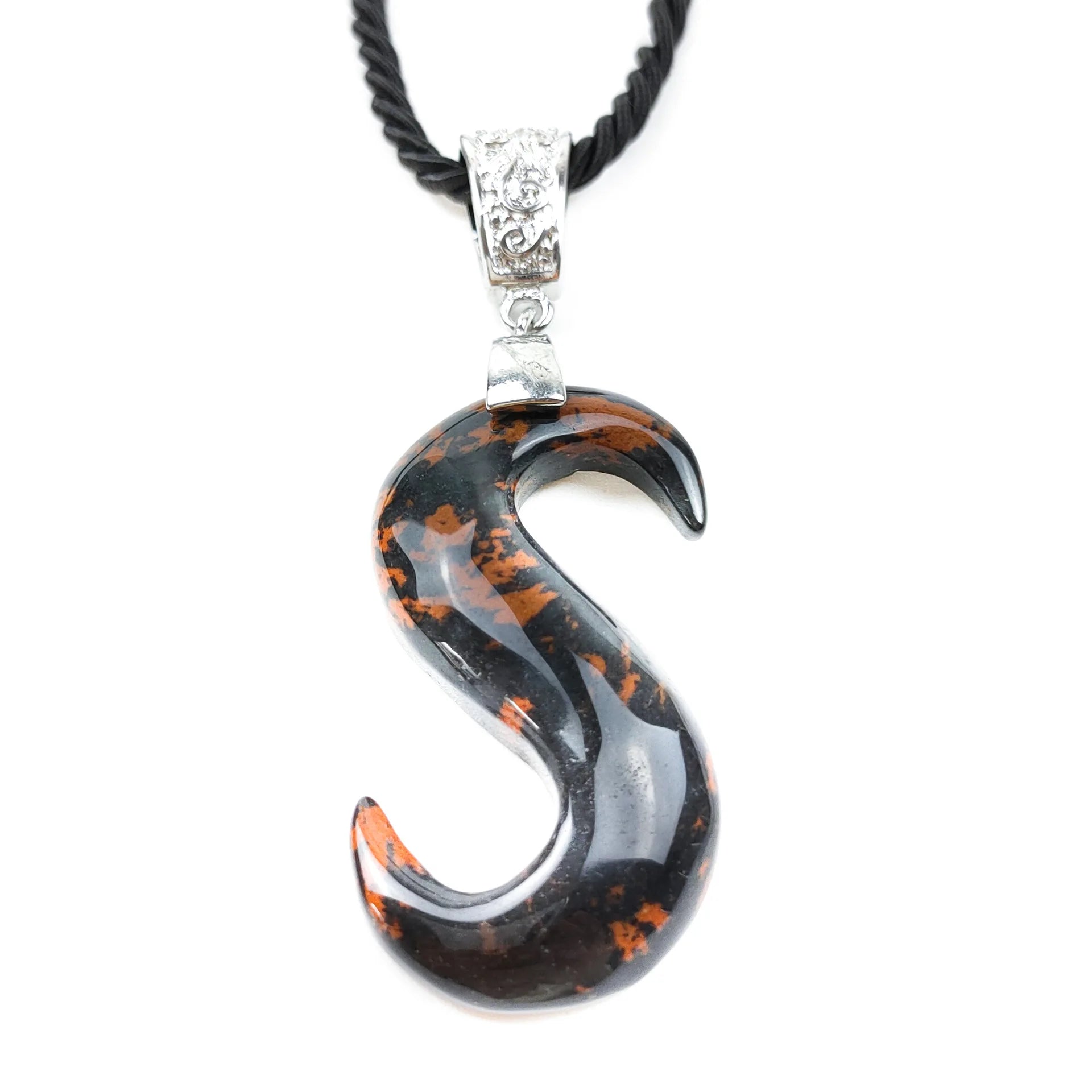 HZ Wholesale Mahogany Obsidian Precious Crystal Gemstone Snake Craft Pendant Necklace Women Men Jewelry
