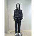 KY Custom Black Zipup Hoodie All Over Rhinestones Flare Pants 400 Gsm Tracksuit