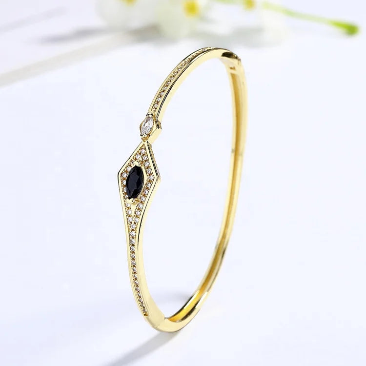 Dark Black High Quality Fine Beautiful 18K Gold Adjustable Customizable Bracelets Couple Bracelet for Women
