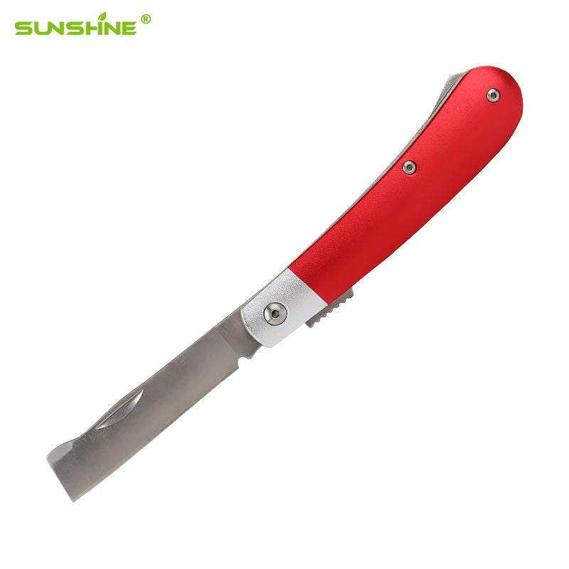SUNSHINE Industrial 3CR13 Stainless Steel Blade Aluminum Handle Folding Pocket Grafting Pruning Budding Cutting Knife for Garden