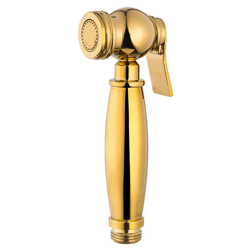 Brass Gold Chrome Plated Bathroom Shower Nozzle One Two Switch Angle Valve Easy Installation White TPU Spring Tube Hotel