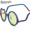 Borregls Matte Acetate Multicolour Polarized Sunglasses UV400 Women Brand Designer Retro Vintage Irregular Sun Glasses 19285T