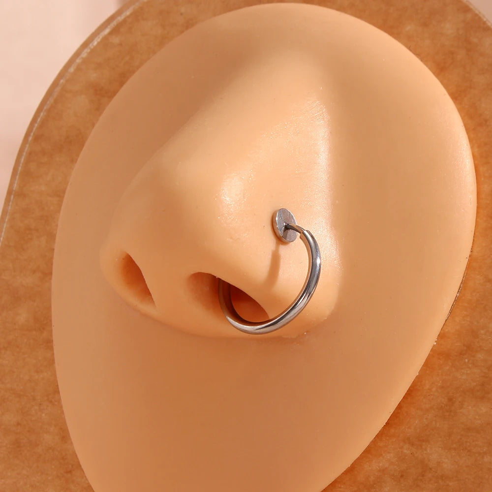 Waterproof Hip Hop Fake Hoop Earring Stainless Steel Clip on Earring Non Pierced for Women Men