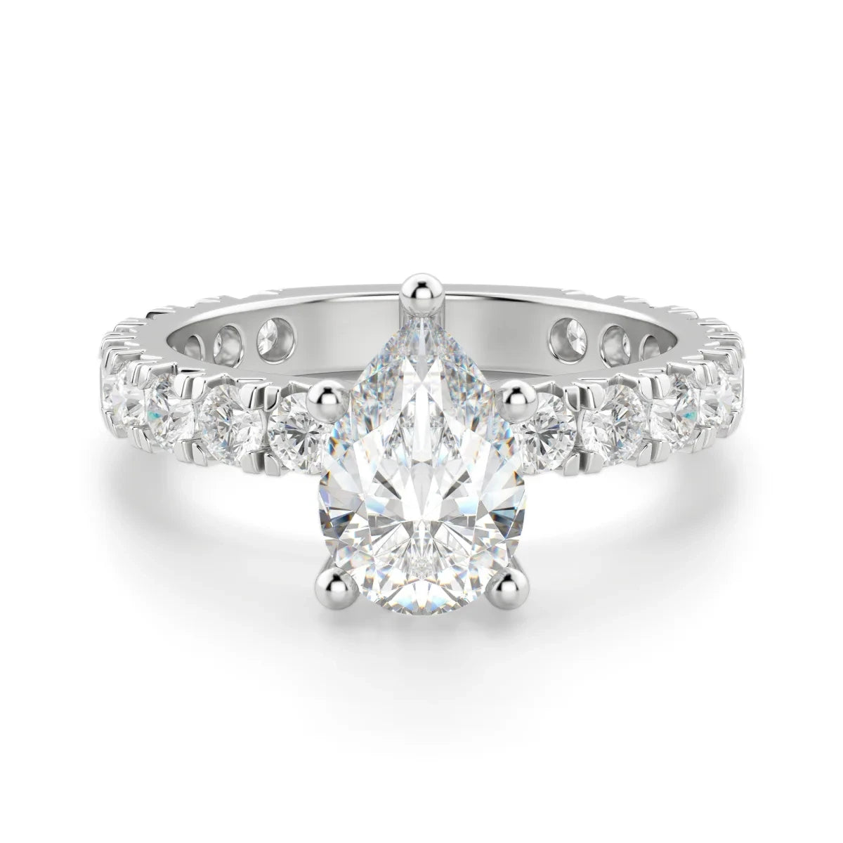 Custom Silver Jewelry 925 Sterling Silver Around and Pear Cut 8A White Cubic Zirconia Luxury Wedding Rings for Women