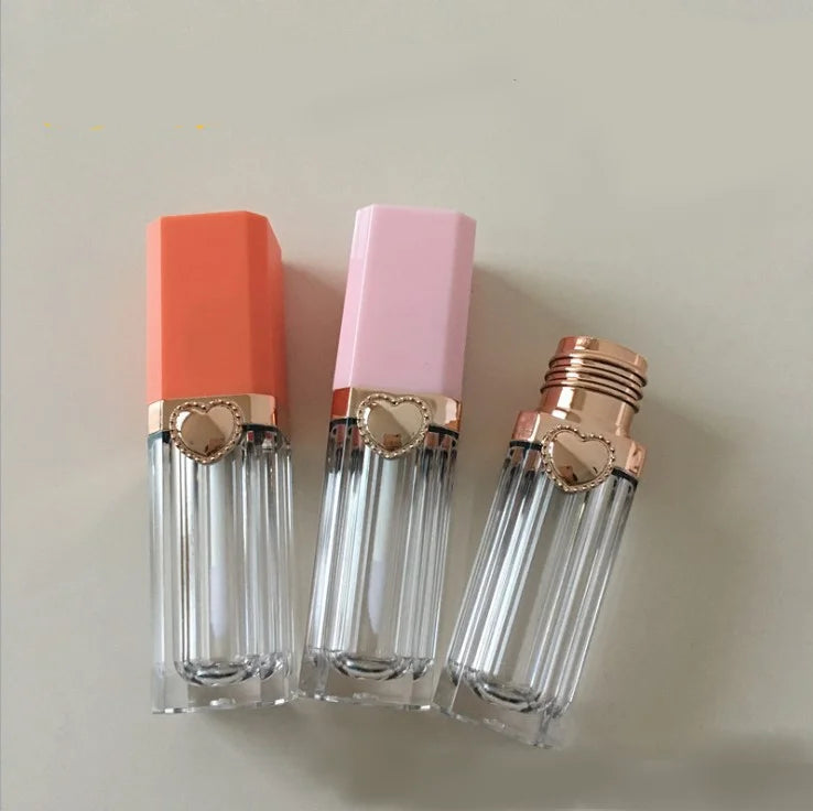 9ml Orange Pink Hot Sale Individualistic Special Heart  Square Lip Gloss Tubes Empty Plastic ABS Lip Gloss Cosmetic Containers
