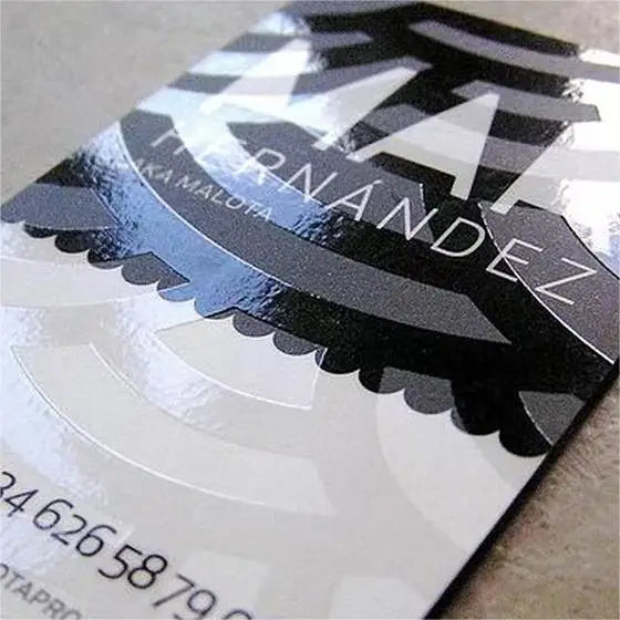 Luxury Custom Paper Business Cards  Eco Friendly Double Side Letterpress Printing Silver Foil Name Card