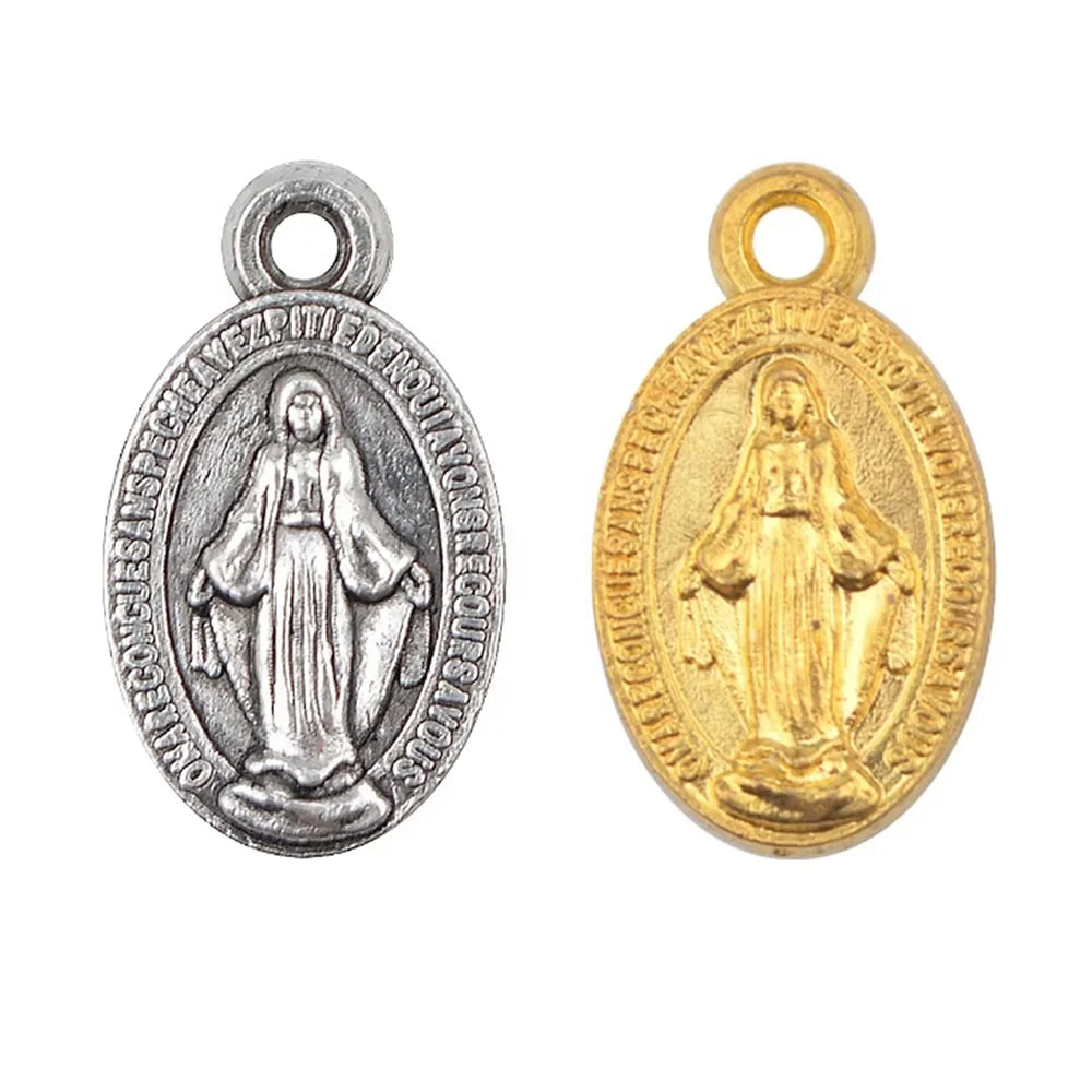 Gold Virgin Mary 15*9mm Metal Charms Pendant Catholic Silver Alloy St  Medals  Pendants