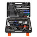 121 Pcs 1/2 3/8 1/4 " Drive Flexible Head Rotator Ratchet Handle Wrench Socket Spanner Set Mechanical Auto Repair Tools Box