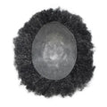 SS LongFor Thin Skin African American Men 100% Brazilian Human Hair Replacement System Full Poly Afro Curly Wave Mens Hairpieces