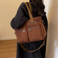 Chocolate Brown Massive Preppy Corduroy Tote and Carry Bag With Inside Outside Pockets