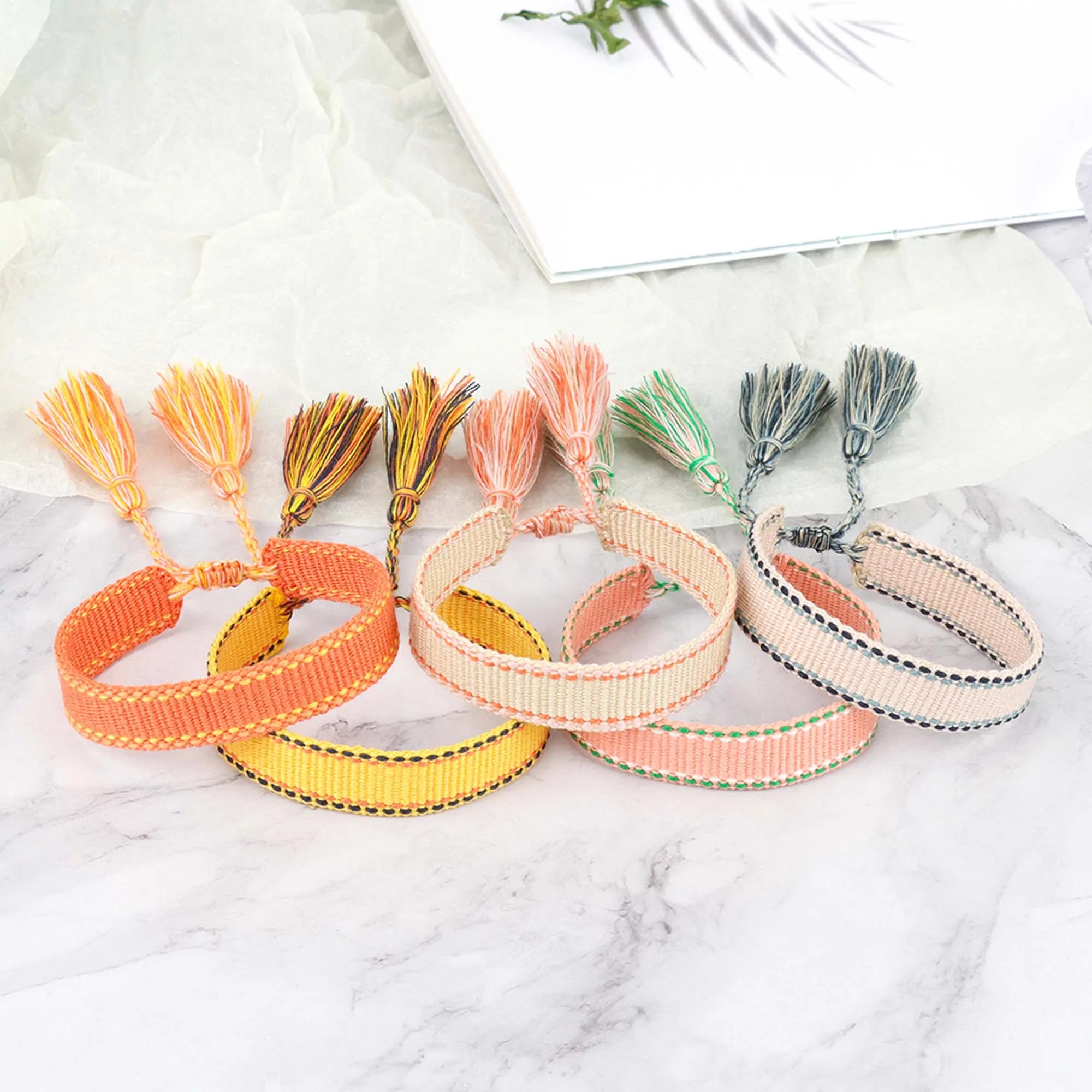 1.3cm Thin Handmade Rope Bracelet Wholesale Souvenir Wristband with Tassel Girls Gift Jewelry Embroidery Text Acceptable