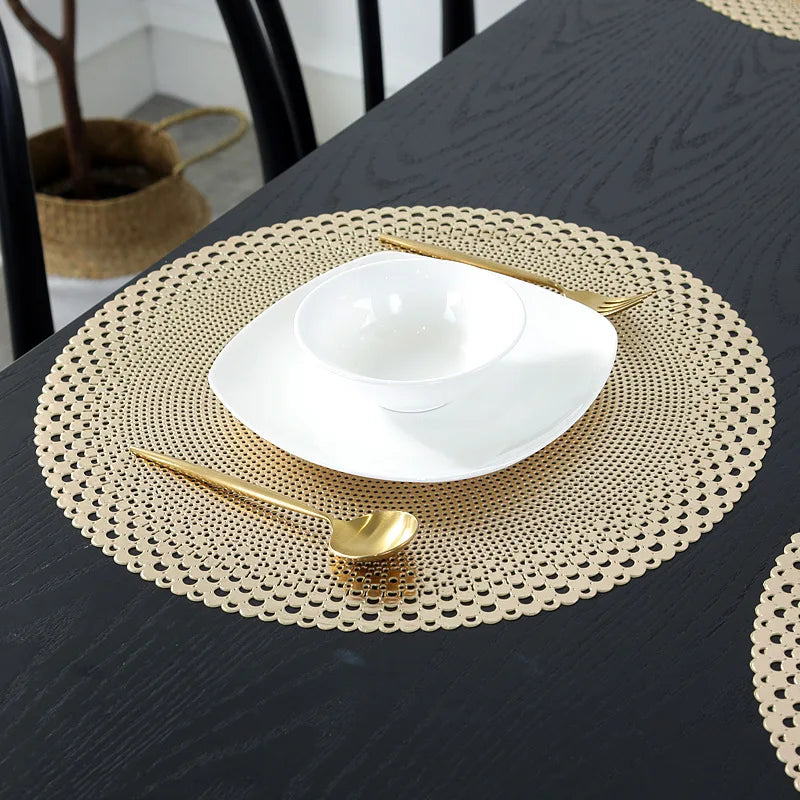Tabletex PVC Dinning Kitchen Table Pad Waterproof Anti-slip Round Hollow Designer Placemat Luxury Home Decor
