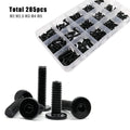Mix M2 M2.5 M3 M4 M5 Black Plated 304 Stainless Steel CM Hexagon Hex Socket Ultra Thin Flat Wafer Head Screw Bolt Assortment Set