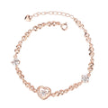 Fashion 925 Sterling Silver Heart Shape Rose Gold Tennis Chain Bracelet Ideal Birthday Gift for Women