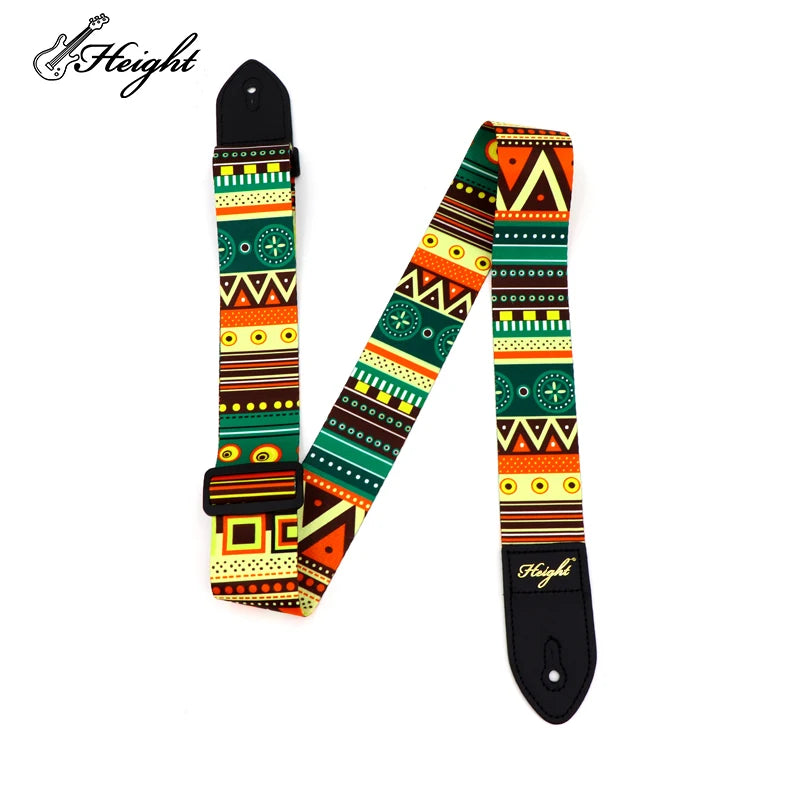 Adjustable Guitar Strap Woven Polyester Webbing Jacquard Pattern for Acoustic Electric Bass Guitar MegaBDM