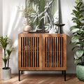 Brown Wood Adjustable Shelves Kitchen Buffet Sideboard Storage Cabinet for Living Room