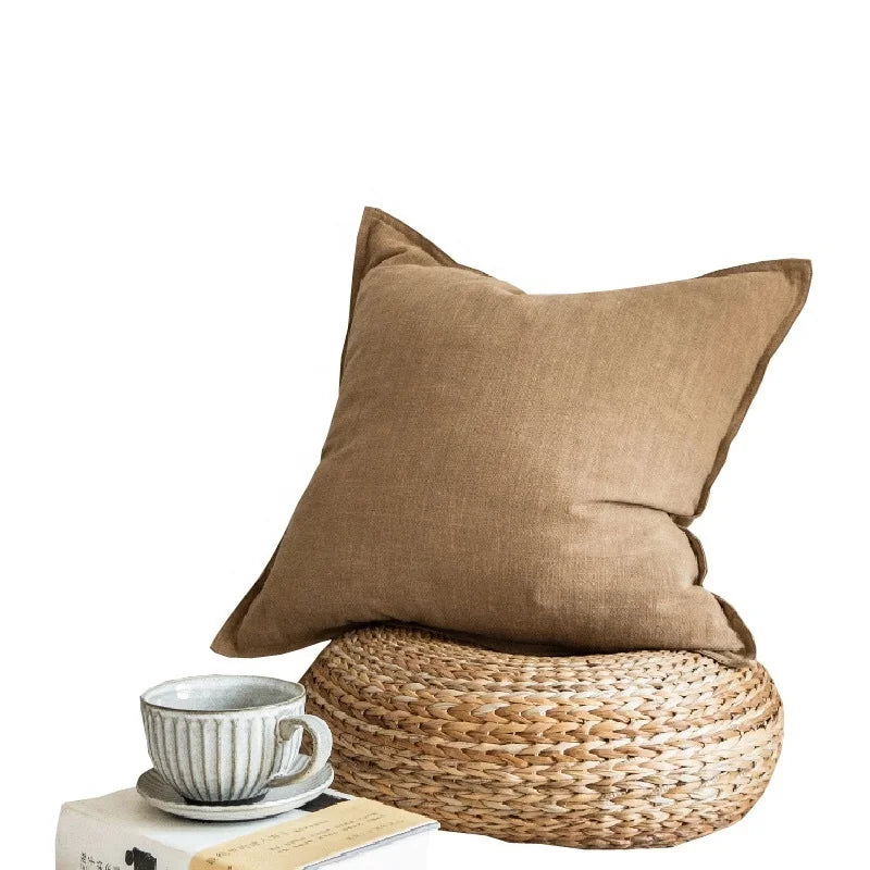 Wholesale Furniture Solid Color Cotton Sand Washed Linen Pillowcase 45*45CM Customized High Quality Cushion Cover