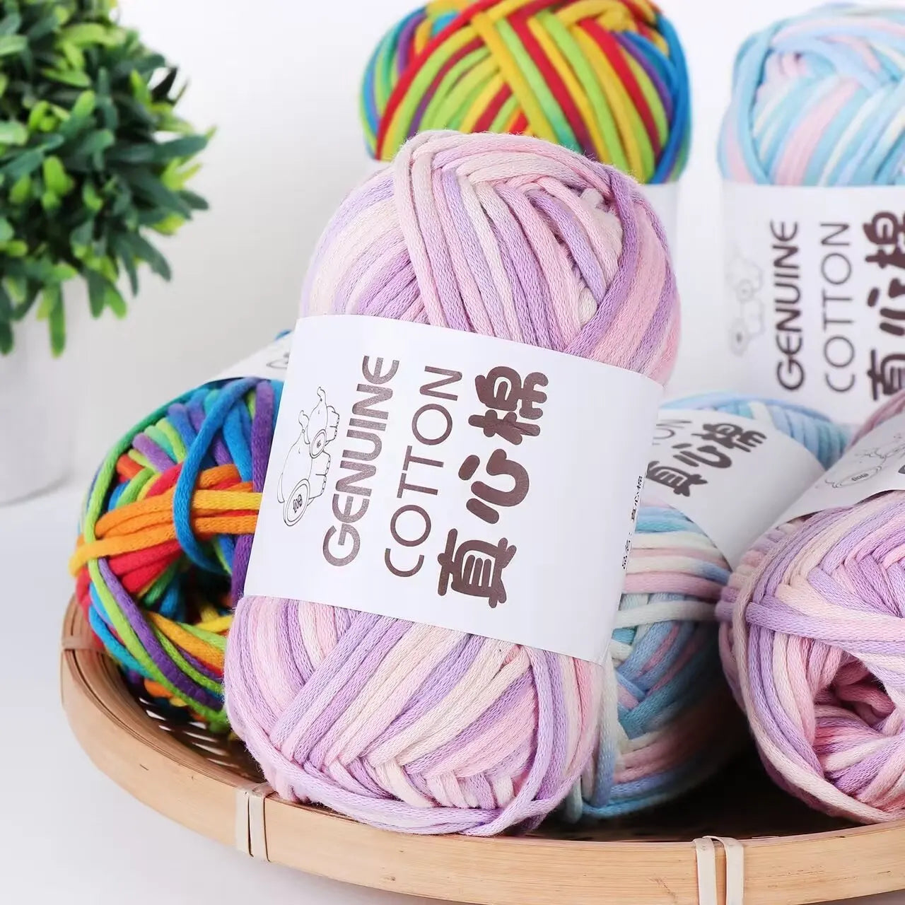 50g 80m Mix Color Cotton Nylon Blend Crochet Knitting Tube Yarn Soft Extra Washable 3mm Cotton Core Yarn