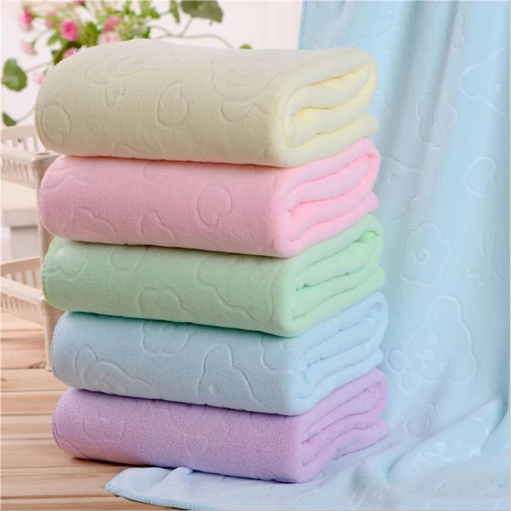 Hot Selling Microfiber Bear Embossed Bath Towel Absorbent Fast Drying Adult Children's Beach Towel Custom Printed logo