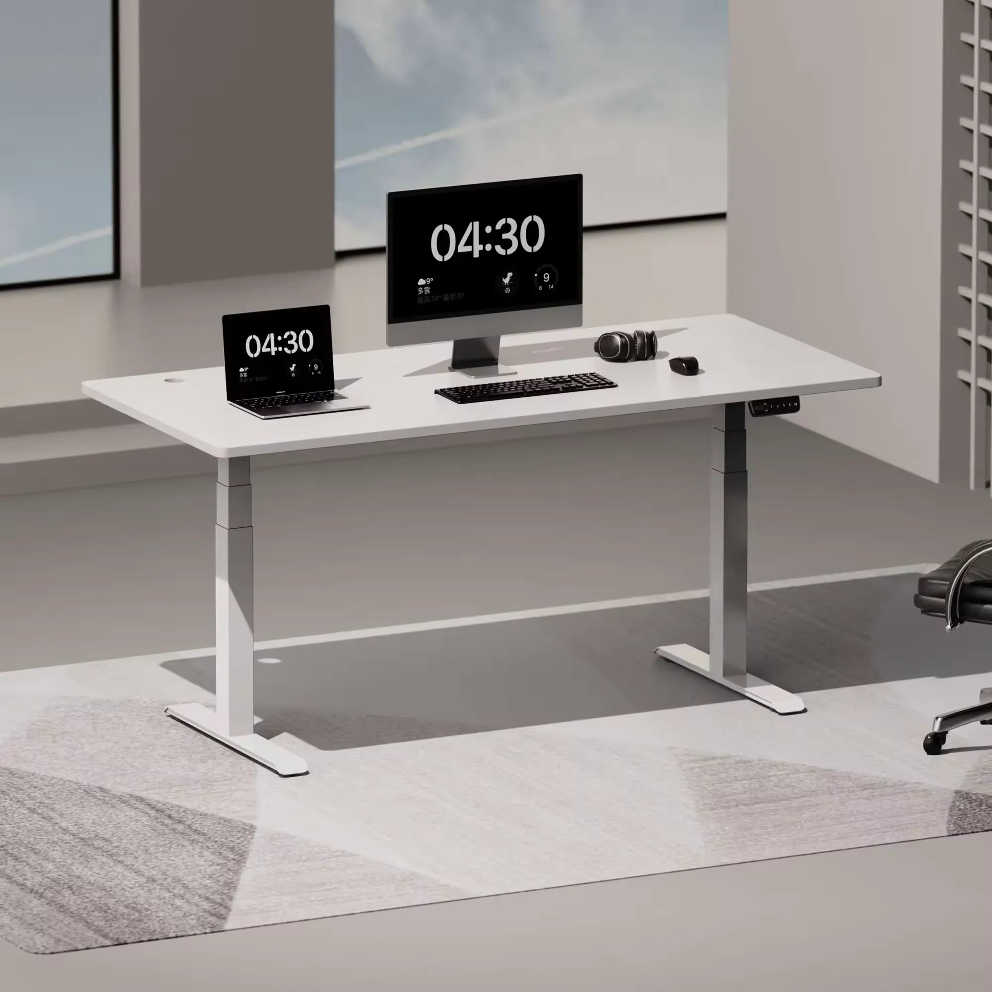 NBHY Electric Height Adjustable Table Frame Ergonomic Standing Desk Frame Sit to Stand Desk With Dual Motor 3 Stage up Lift
