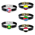 Manufacturer 223 Countries National Flag Design Leather Armband Wristband Unisex Flag Genuine Leather Bracelet for Women