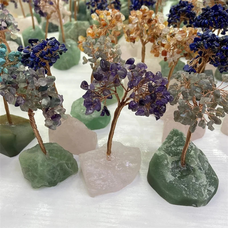 Natural Crystal Tumble Gravel Tree Raw Rose Clear Quartz Tree